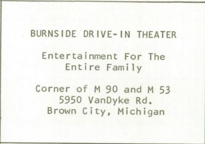 Burnside Drive-In Theatre - 1962 Brown City High School Yearbook